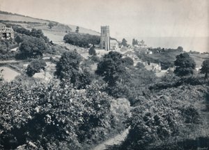Minhuvud - Utsikt över byn och kyrkan, 1895 av Unbekannt