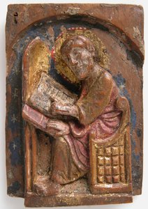 Miniatyrrelief av en Saint Luke vid hans skrivbord, 1200-1225. av Unbekannt