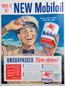 Mobiloil motorolja annons, 1949 av Unbekannt