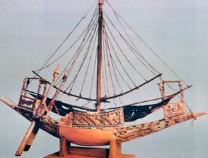 Modellbåt med rigg, Tutankhamons grav, 1300-talet f.Kr av Unbekannt