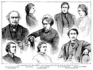 Mr Gladstone och hans familj, 1800-talet av Unbekannt