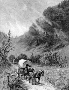 Mulevagn som passerar genom Cumberland Gap, Kentucky av Unbekannt