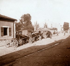 Mulevagnar med förnödenheter, Verdun, norra Frankrike, c1914-c1918 av Unbekannt