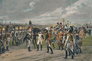 Napoleon dekorerar den ryska grenadjären i Tilsitt, 1807, 1896 av Unbekannt