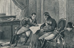 Napoleon och Alexander vid Tilsit studerar Europakartan, 1807, 1896 av Unbekannt