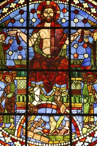 Nationalmuseet för franska monument. Forntida kyrka av Cordeliers, Chateauroux. Målat glasfönster av den sista domen, Paris, Frankrike av Unbekannt