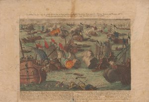 Sjöstrid mellan den ryska och ottomanska flottan i Svarta havet den 28 och 29 juni 1788, 1788. av Unbekannt