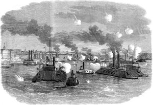 Sjöstrid på Mississippi, Memphis, Tennessee, amerikanska inbördeskriget, juli 1862 av Unbekannt