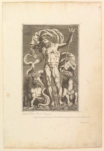 Neptunus mellan två sjöhästar, ca. 1560-80. av Unbekannt