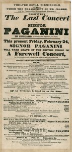 Niccolo Paganini - playbill av Unbekannt