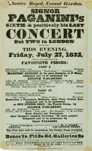 Niccolo Paganini - playbill av Unbekannt