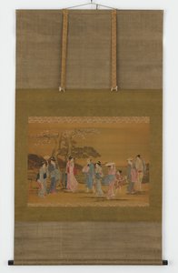 Nio personer ute för att se körsbärsblommor, Edo-perioden, 1615-1868. av Unbekannt