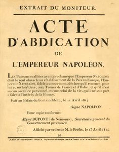 Meddelande om att kejsar Napoleon abdikerade den 11 april 1813, 1921. av Unbekannt