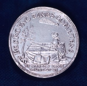 Framsidan av en medalj till minne av den lysande kometen från november 1618 av Unbekannt