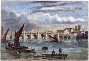 Old Westminster Bridge 1754, 1800-talet av Unbekannt