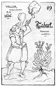En av de tidigaste illustrationerna av rökning, 1616 1890 av Unbekannt