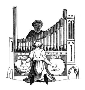 Orgel med ett enda tangentbord, 1300-talet, 1870 av Unbekannt