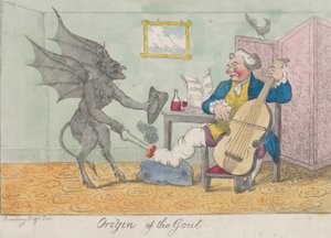 Ursprunget för gikten, ca. 1810. av Unbekannt