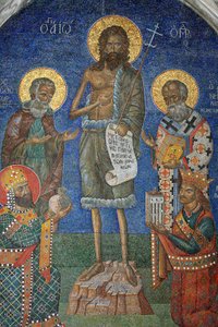 Ortodox mosaik föreställande Johannes Döparen med biskopar och kungar Grekland av Unbekannt