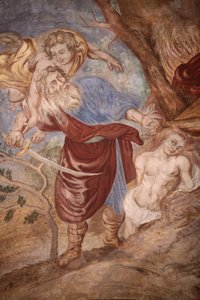 Our Lady of Assumption kyrka. Abraham offrar sin son Cordon France av Unbekannt