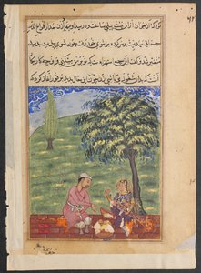 Sida från Tales of a Papegoja Tuti-nama: Åttonde natten: Den otrogna hustrun förklarar..., ca. 1560. av Unbekannt