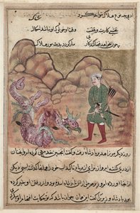 Sida från Tales of a Parrot Tuti-nama: Femtioandra natt: Sonen till den fromma mannen..., ca. 1560. av Unbekannt