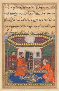 Sida från Tales of a Parrot Tuti-nama: Fyrtioåttonde natten: Den unge mannen från Bagdad..., ca. 1560. av Unbekannt
