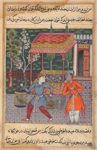 Sida från Tales of a Parrot Tuti-nama: Fyrtioandra natt: Köpmannen i Tirmiz..., ca. 1560. av Unbekannt