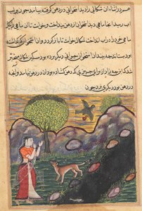 Sida från Tales of a Parrot Tuti-nama: Sextonde natten: Svärdottern..., ca. 1560. av Unbekannt
