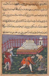 Sida från Tales of a Parrot Tuti-nama: Trettiotredje natten: Att höra hennes kärleksförklaring, ca. 15 av Unbekannt
