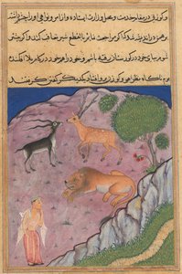 Sida från Tales of a Parrot Tuti-nama: Tjugoförsta natten: The Brahman..., ca. 1560. av Unbekannt