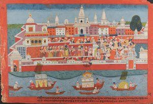 Sida från ett spritt Bhagavata Purana-manuskript Life of Krishna, ca. 1775. av Unbekannt