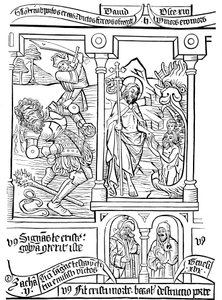 Sida i Biblia Pauperum Poor Peoples Bible, 1400-talet av Unbekannt
