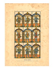 Målat fönster. Två sachsiska Earls of Mercia och Seven Norman Earls of Chester, c1845 av Unbekannt