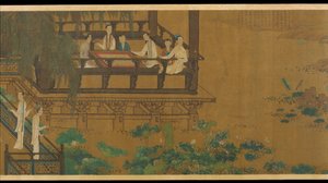 Palace Ladies by a Lotus Pond, 1700-tal. av Unbekannt