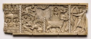 Panel från en kista med scener från Courtly Romances, 1330-1350 eller senare. av Unbekannt