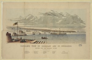 Panoramautsikt över Kronstadt och St. Petersburg av Unbekannt