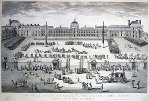 Parad av trupperna under den stora paraden, Tuileries Palace, 1800-talet av Unbekannt