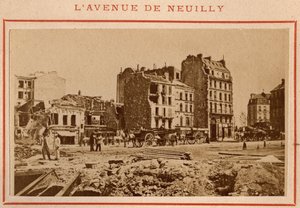 Paris kommun (1871): utsikt över avenue de Neuilly i Paris i maj 1871. Fotografi av Pierre Pepetit. Tryck på kartong, Dim. 9x5,4 cm av Unbekannt