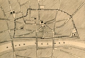 En del av moderna London, visar den antika muren, 1897. av Unbekannt