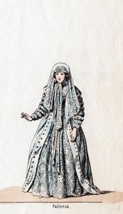 Tålamod, kostymdesign för Shakespeares pjäs, Henry VIII, 1800-talet av Unbekannt
