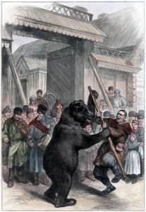 Uppträdande björn i en rysk by, 1877 av Unbekannt