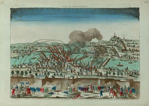 Perspektivvy av belägringen och bombningen av staden Lyon i oktober 1793, ca. 1793. av Unbekannt