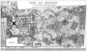 Plan över Monceau Park, Paris, 1778, 1885 av Unbekannt