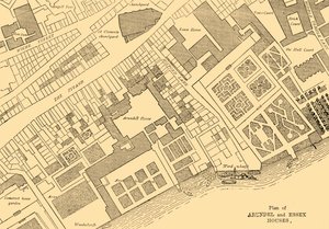 Plan över Arundel och Essex Houses, 1881. av Unbekannt