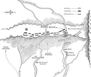Plan för attack mot Peiwar Kotal 2 december 1878, c1880 av Unbekannt