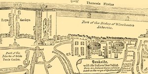 Plan av Bankside, tidigt på 1600-talet, c1878. av Unbekannt