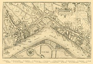 Plan för Westminster. Från Nordens Survey, taget under Queen Elizabeths regeringstid, 1593, 1881. av Unbekannt