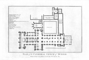Plan över katedralkyrkan i Durham., sent 1700-tal av Unbekannt