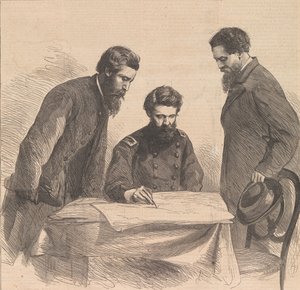 Planerar fångsten av Booth och Harold, 1865. av Unbekannt